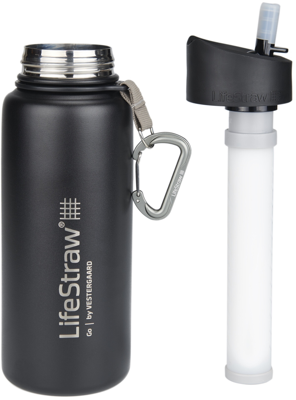 LifeStraw Go Stainless Steel Water Filter Bottle 710ml, black | Campz.es Lifestraw Stainless Steel Water Bottle